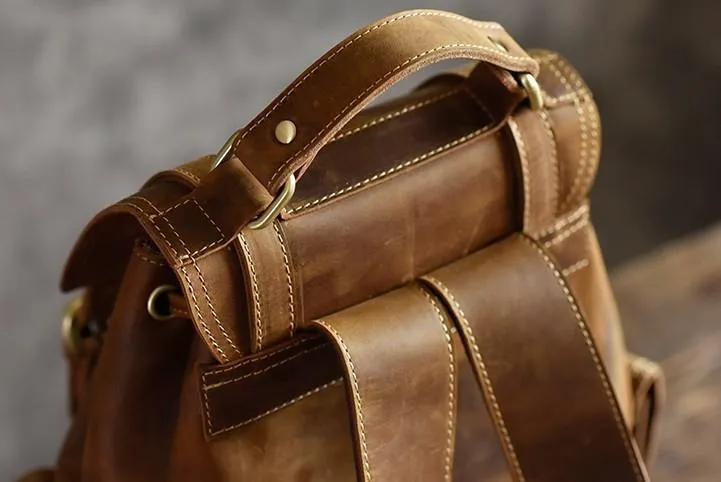 Cool Leather Mens Backpack Large Travel Backpack Hiking Backpack for men