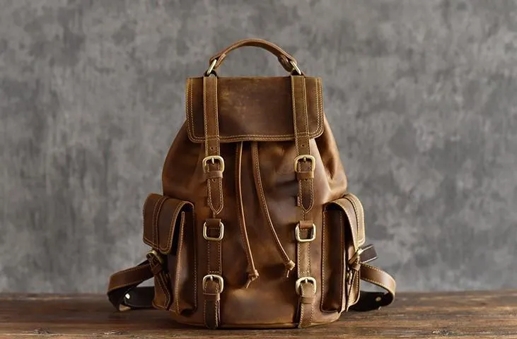 Cool Leather Mens Backpack Large Travel Backpack Hiking Backpack for men