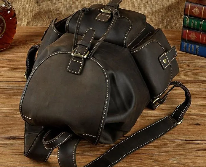 Cool Leather Mens Backpack Vintage Travel Backpack School Backpack for men