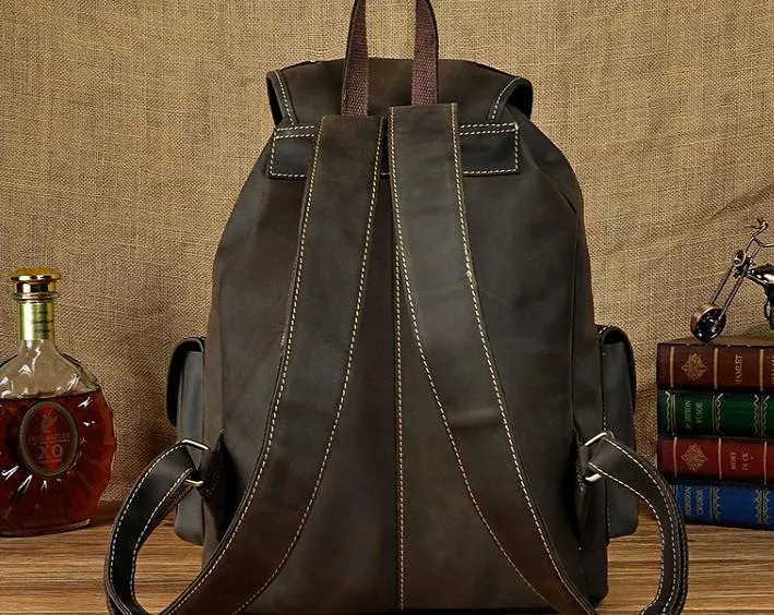 Cool Leather Mens Backpack Vintage Travel Backpack School Backpack for men