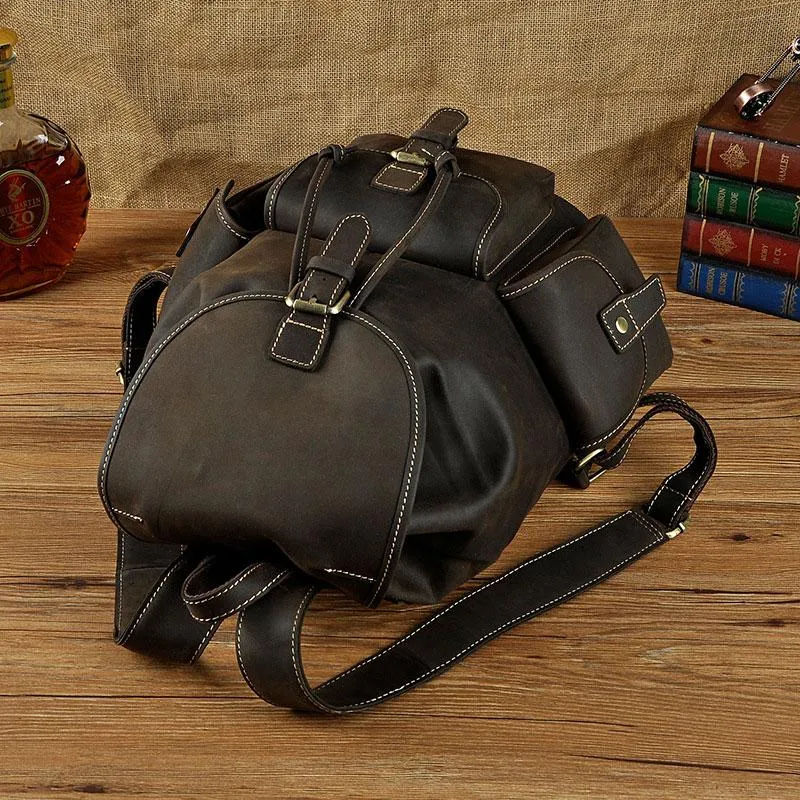 Cool Leather Mens Backpack Vintage Travel Backpack School Backpack for men