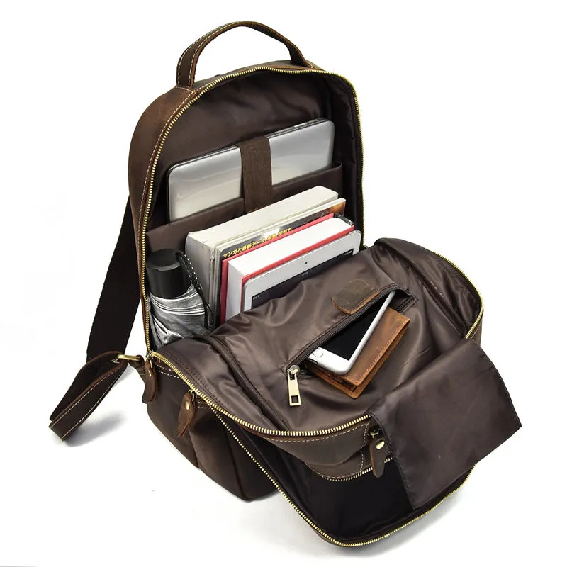 Cool Leather Mens Backpacks Vintage School Backpack Travel Backpack for Men