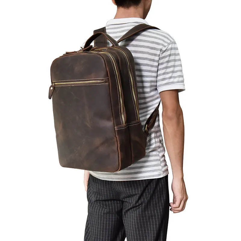 Cool Leather Mens Backpacks Vintage School Backpack Travel Backpack for Men