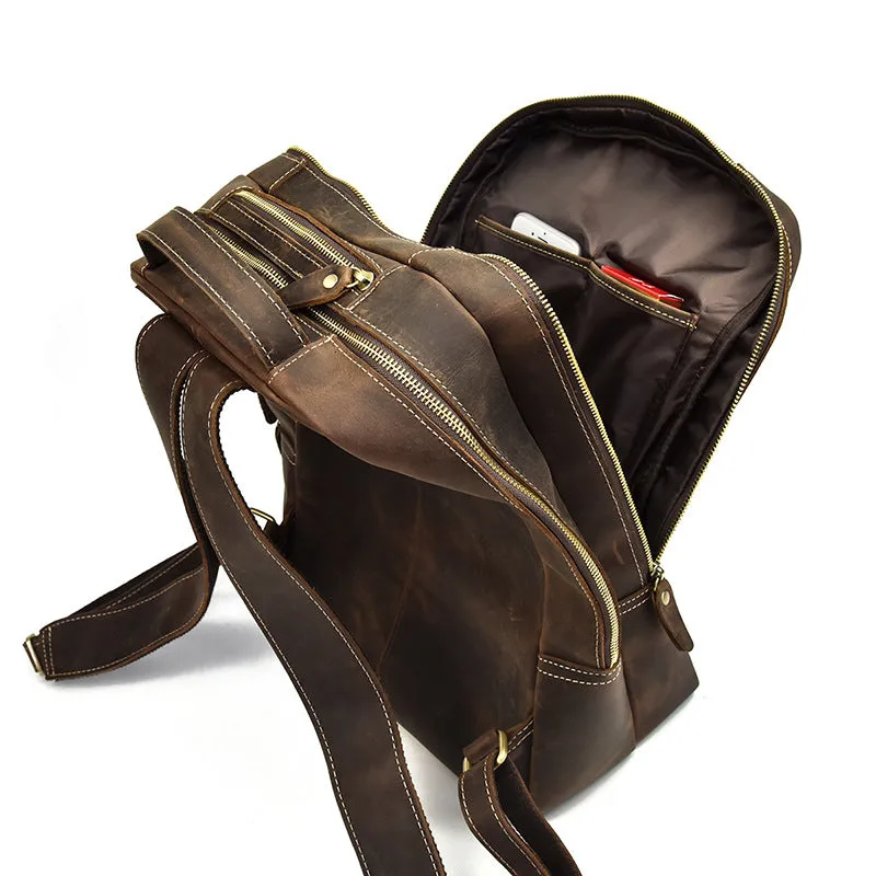 Cool Leather Mens Backpacks Vintage School Backpack Travel Backpack for Men