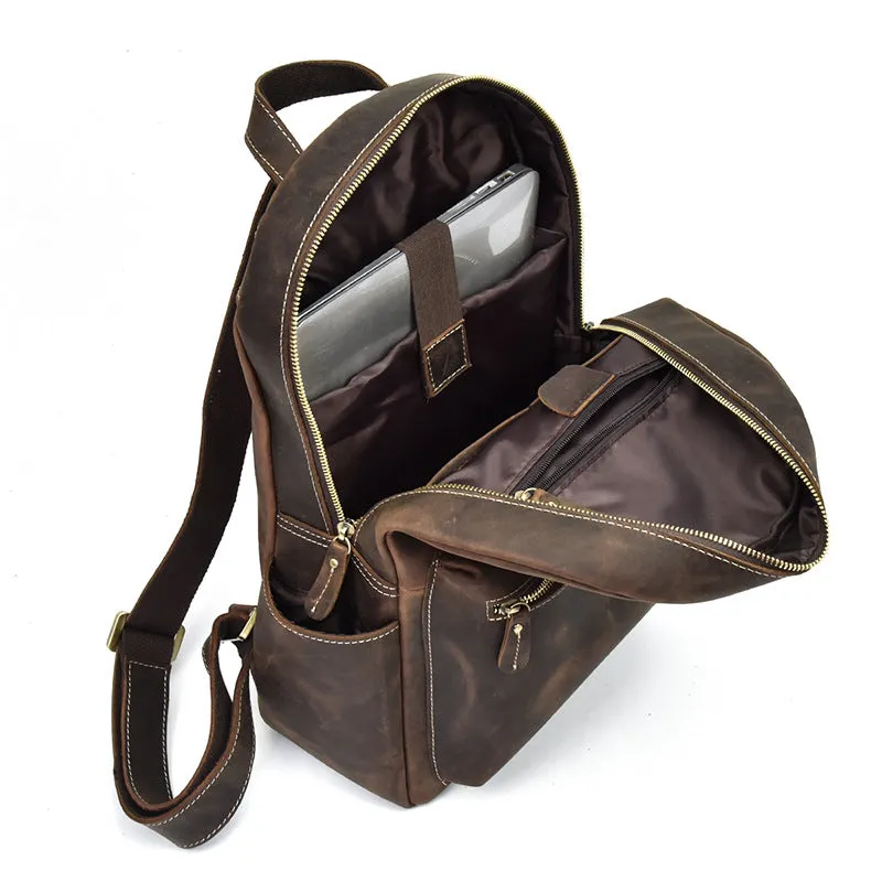 Cool Leather Mens Backpacks Vintage School Backpacks Travel Backpack for Men