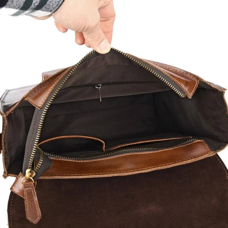 Cool Leather Mens Briefcase Messenger Bag Shoulder Bag Satchel Backpack for men