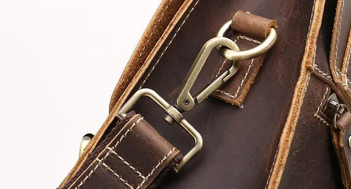 Cool Leather Mens Briefcase Messenger Bag Shoulder Bag Satchel Backpack for men