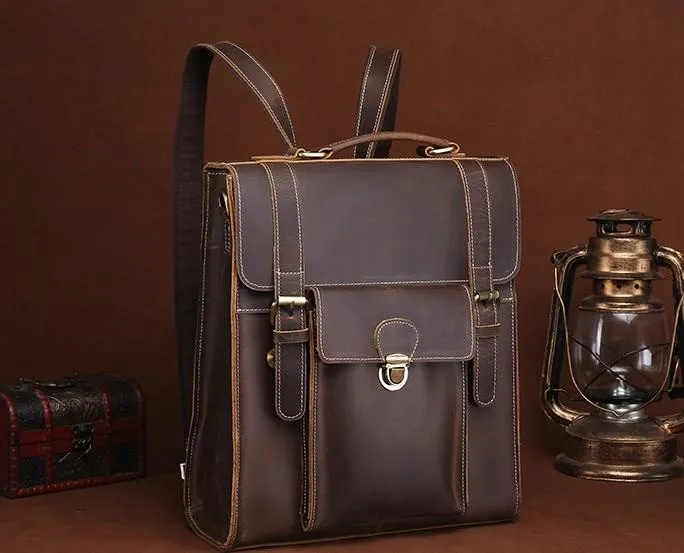 Cool Leather Mens Briefcase Messenger Bag Shoulder Bag Satchel Backpack for men