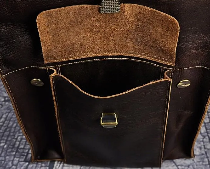 Cool Leather Mens Briefcase Messenger Bag Shoulder Bag Satchel Backpack for men