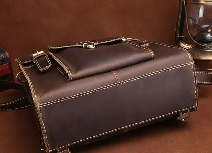 Cool Leather Mens Briefcase Messenger Bag Shoulder Bag Satchel Backpack for men