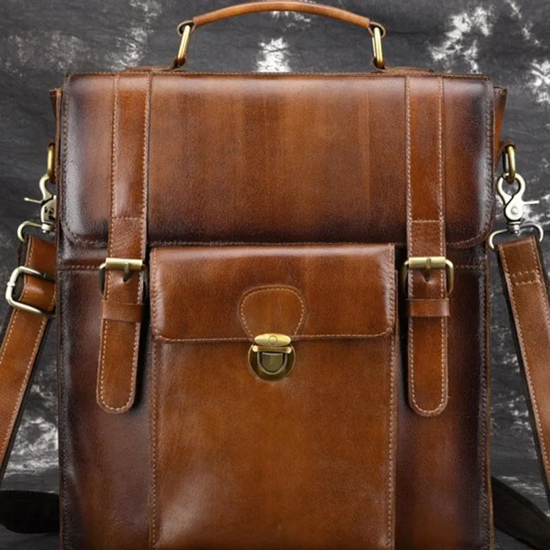 Cool Leather Mens Briefcase Messenger Bag Shoulder Bag Satchel Backpack for men