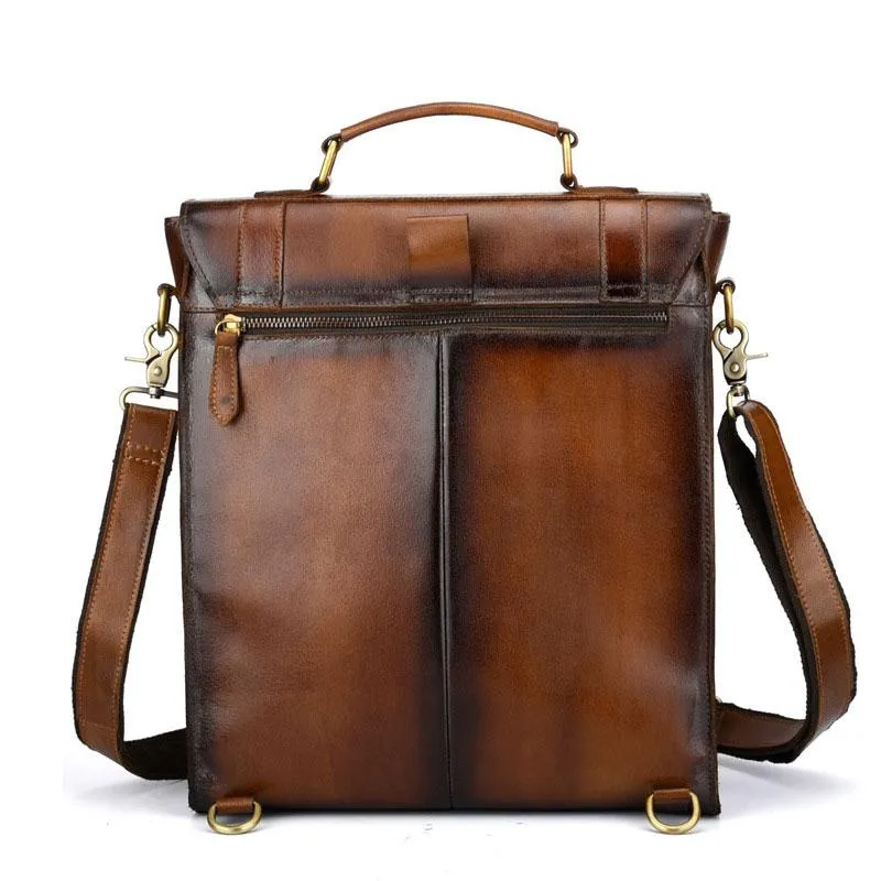 Cool Leather Mens Briefcase Messenger Bag Shoulder Bag Satchel Backpack for men