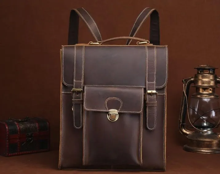 Cool Leather Mens Briefcase Messenger Bag Shoulder Bag Satchel Backpack for men