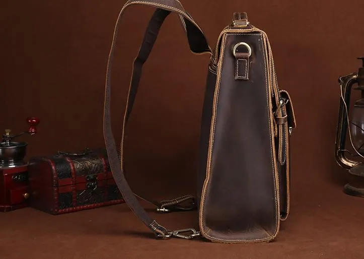 Cool Leather Mens Briefcase Messenger Bag Shoulder Bag Satchel Backpack for men