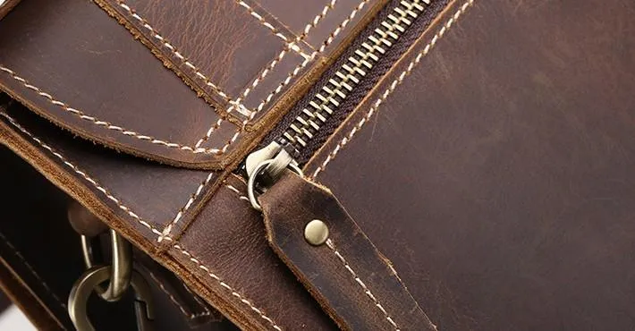 Cool Leather Mens Briefcase Messenger Bag Shoulder Bag Satchel Backpack for men