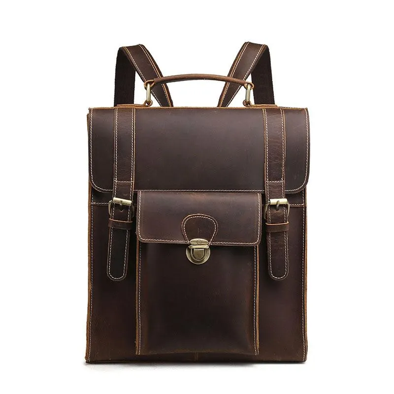 Cool Leather Mens Briefcase Messenger Bag Shoulder Bag Satchel Backpack for men
