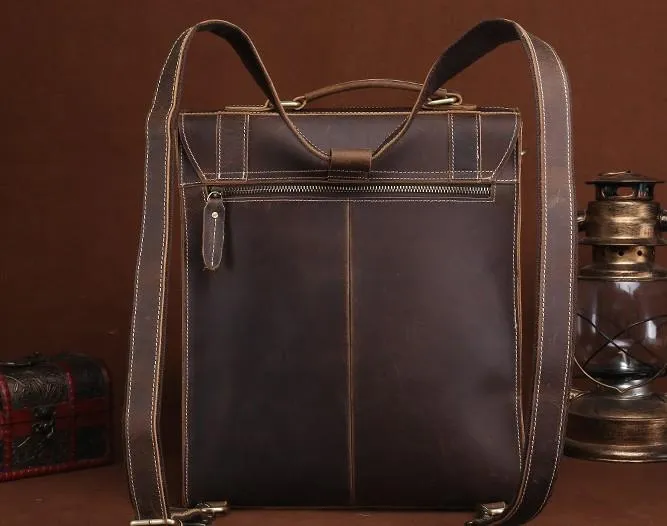 Cool Leather Mens Briefcase Messenger Bag Shoulder Bag Satchel Backpack for men
