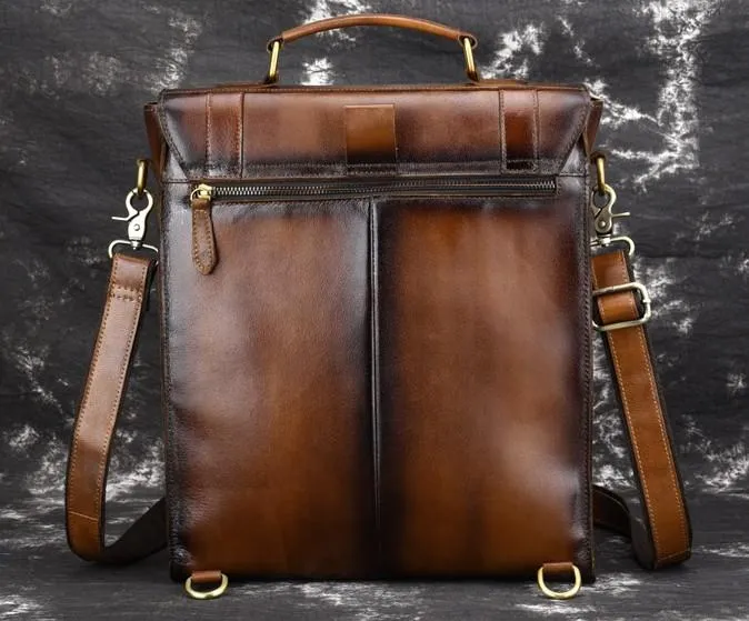 Cool Leather Mens Briefcase Messenger Bag Shoulder Bag Satchel Backpack for men