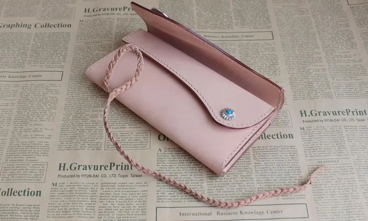 Cool Leather Mens Clutch Long Wallets Handmade Vintage Long Wallet for Women