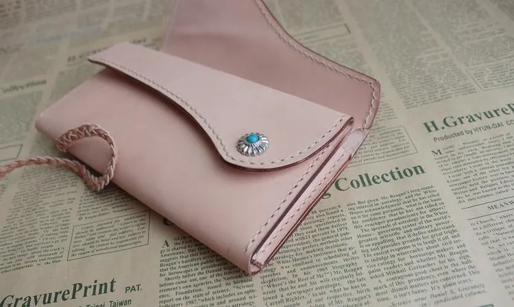 Cool Leather Mens Clutch Long Wallets Handmade Vintage Long Wallet for Women