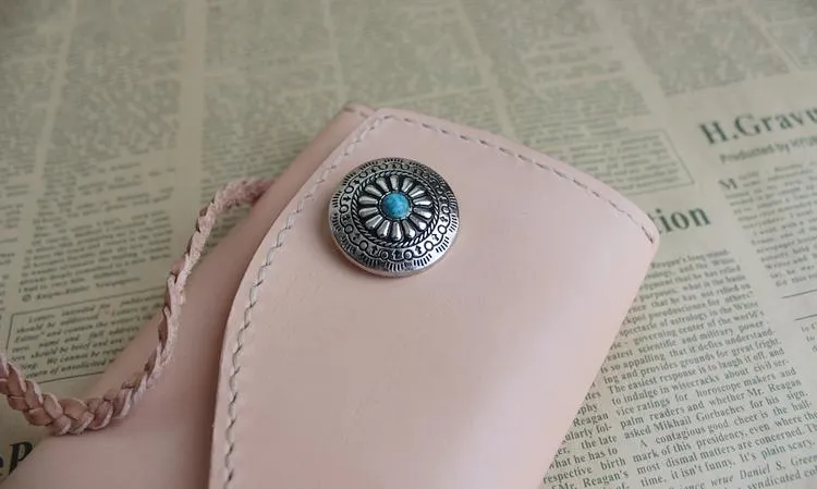 Cool Leather Mens Clutch Long Wallets Handmade Vintage Long Wallet for Women