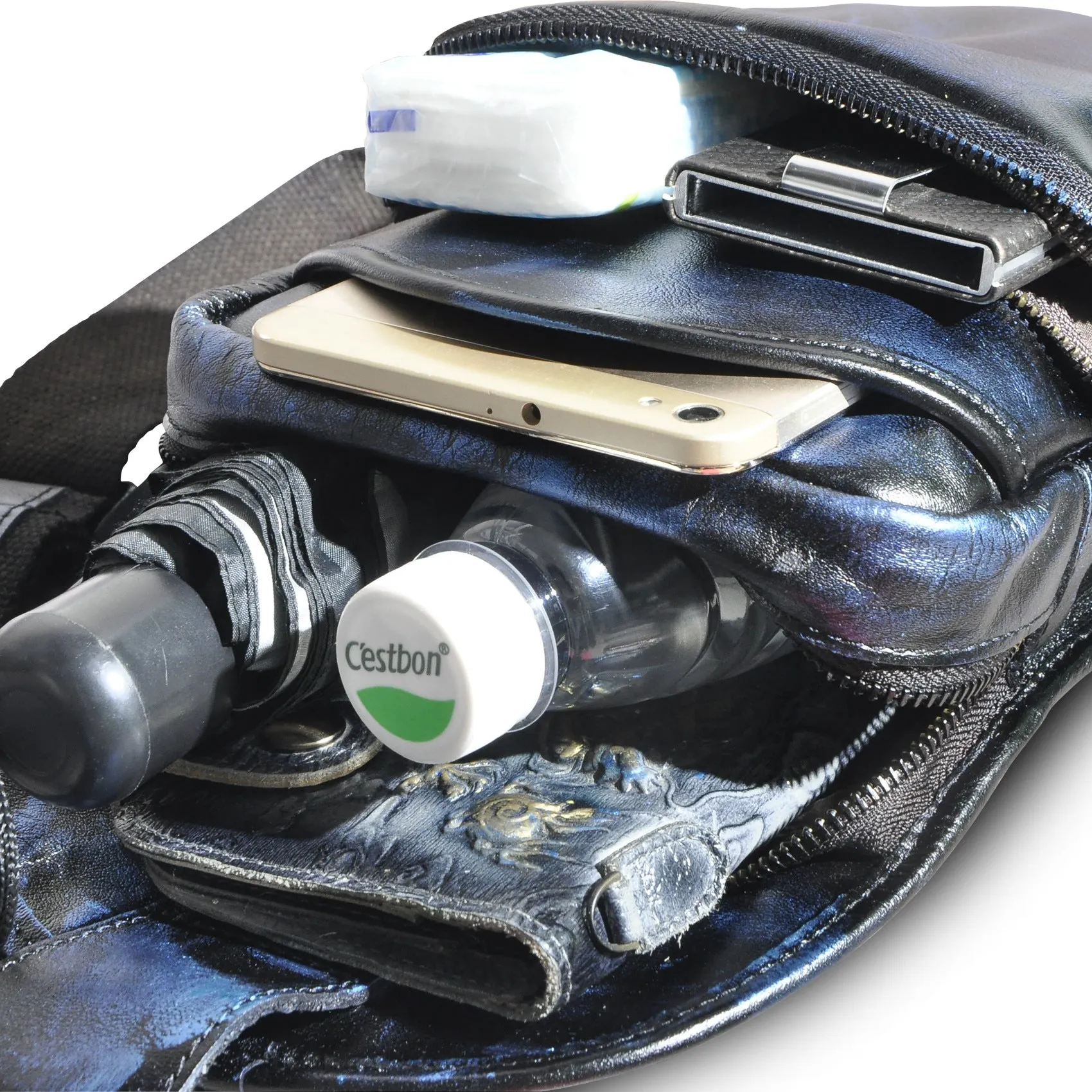 Cool Leather Sling Bag Mens Sling Crossbody Backpack Chest Bag For Men