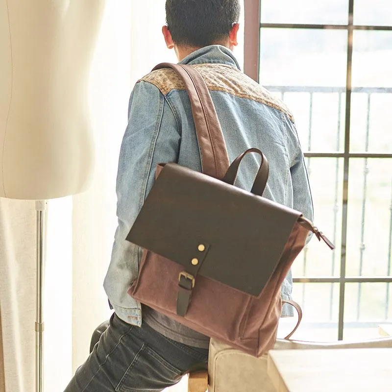 Cool Mens Canvas Backpack Canvas Travel Bag Canvas School Bag for Men