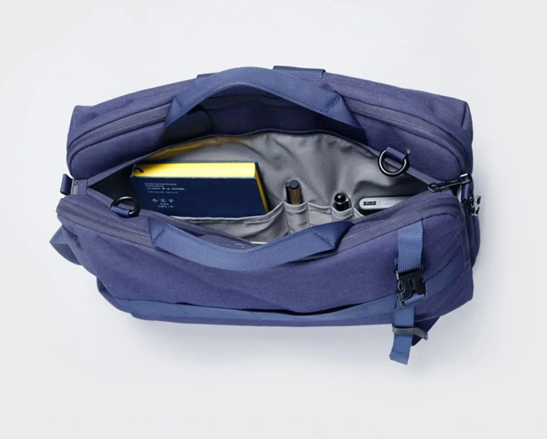 Cool PVC Canvas Men's Blue Messenger Bag Travel Backpack 15.5'' Black Handbag For Men
