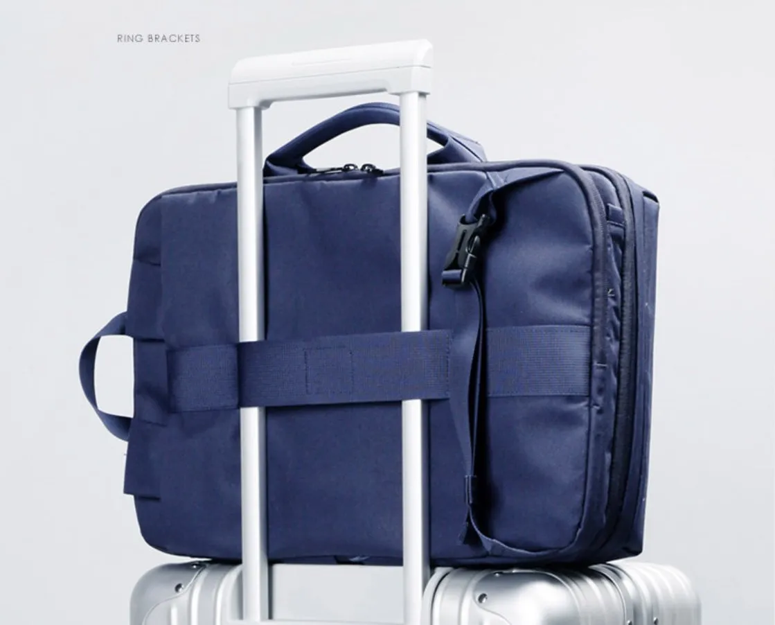 Cool PVC Canvas Men's Blue Messenger Bag Travel Backpack 15.5'' Black Handbag For Men