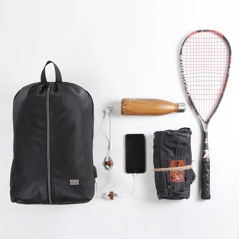 Cool PVC Water Repellent Fabric Men's Black Travel Backpack Large 15.6'' Backpack Laptop Backpack For Men