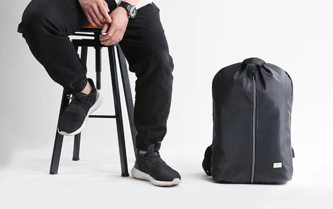 Cool PVC Water Repellent Fabric Men's Black Travel Backpack Large 15.6'' Backpack Laptop Backpack For Men