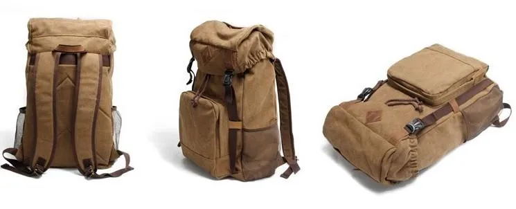 Cool Waxed Canvas Mens Hiking Backpacks Canvas Travel Backpack for Men