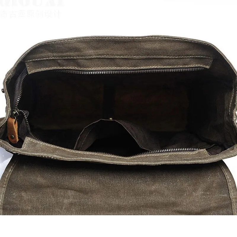 Cool Waxed Canvas Mens School Backpack Canvas Travel Backpack Canvas Backpack for Men