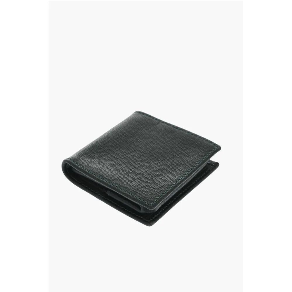 Corneliani Saffiano Leather Coin Purse with Silver-Tone Logo Plaque