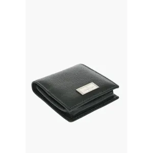 Corneliani Saffiano Leather Coin Purse with Silver-Tone Logo Plaque
