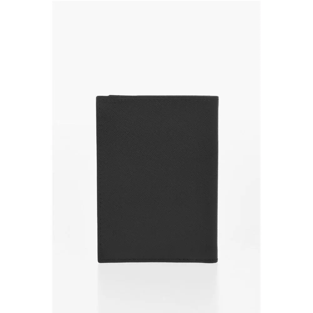 Corneliani Saffiano Leather Wallet with Silver-Tone Logo Plaque