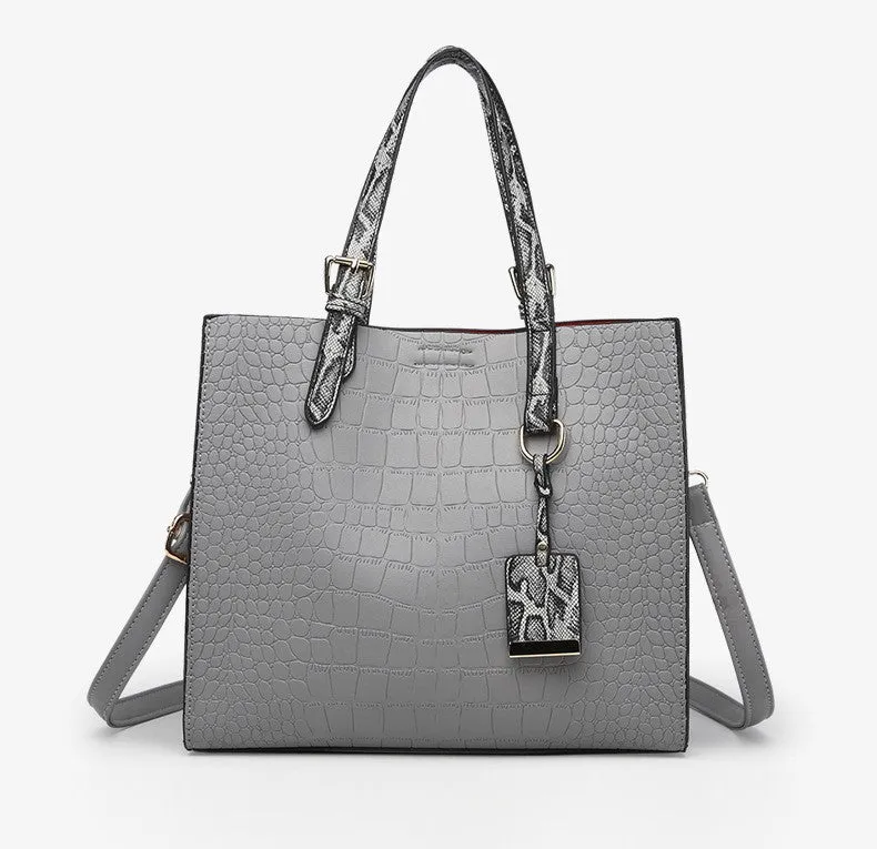 Crocodile Pattern  Shoulder Handbag with Pendant