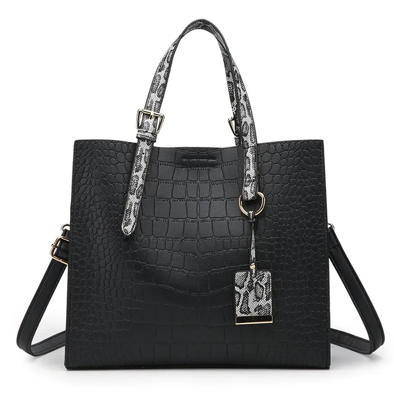 Crocodile Pattern  Shoulder Handbag with Pendant