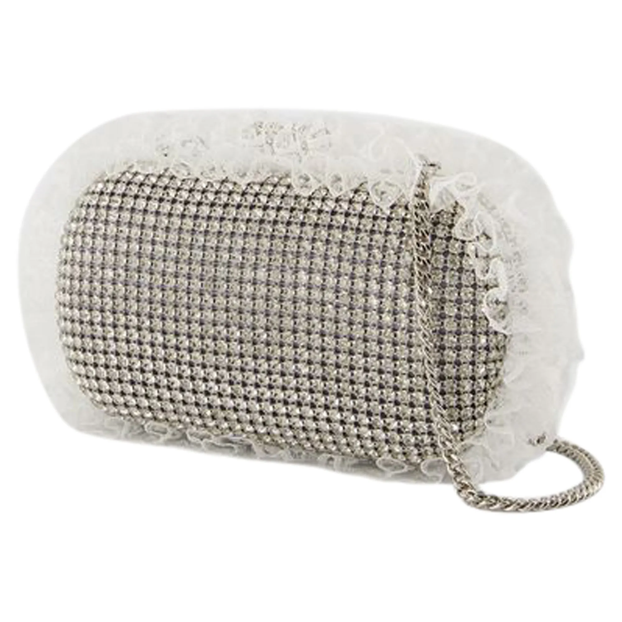 Crystal Lace Detail Clutch - SELF PORTRAIT - Synthetic - Silver