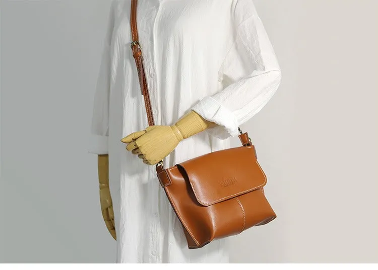 Cute Coffee LEATHER Side Bag Handmade WOMEN Coffee Crossbody BAG Phone Purse FOR WOMEN