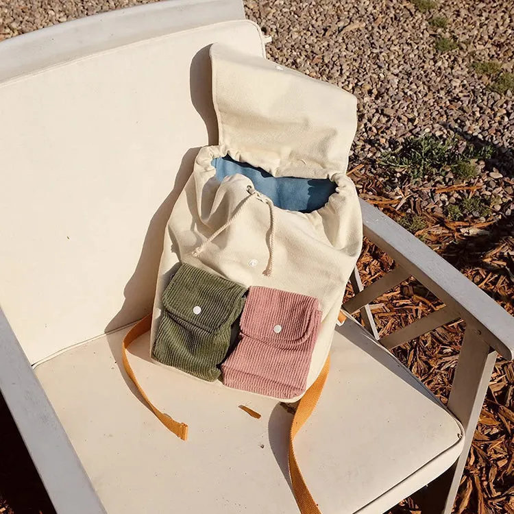 Cute Corduroy Drawstring Kids Backpack