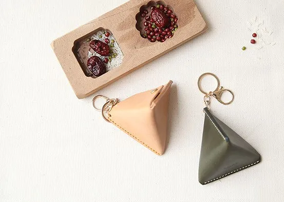 Cute Leather Womens Small Triangular Change Wallet Coin Holder Change Holder for Women