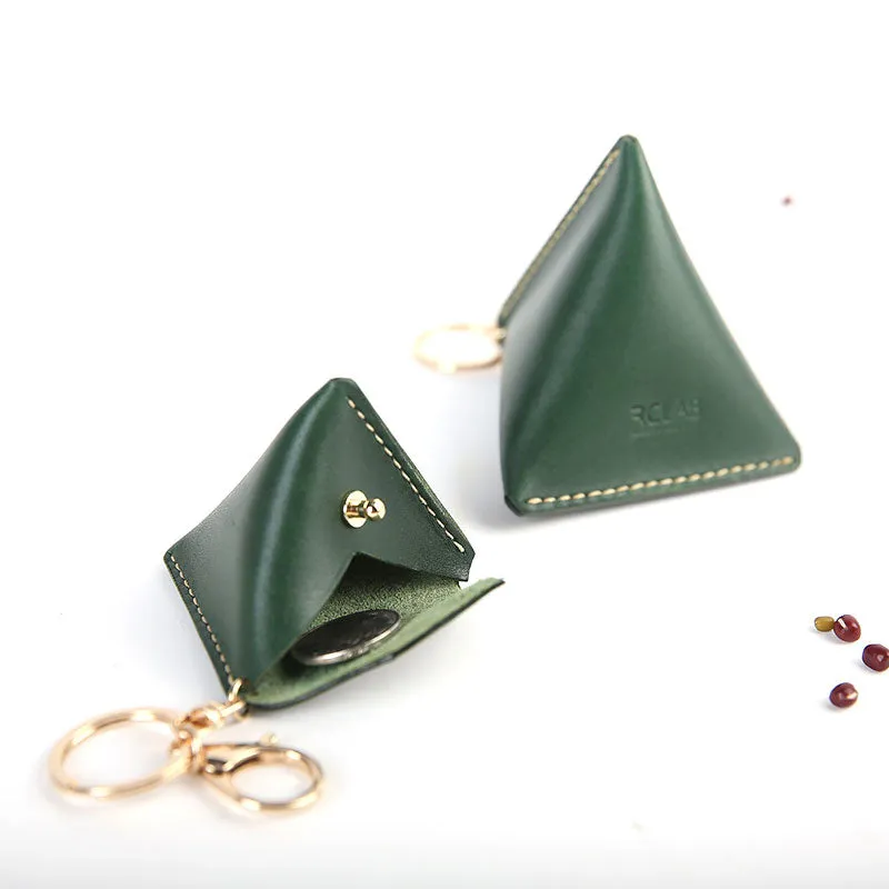 Cute Leather Womens Small Triangular Change Wallet Coin Holder Change Holder for Women