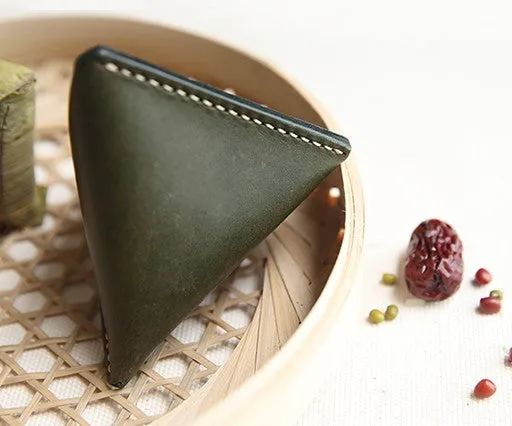 Cute Leather Womens Small Triangular Change Wallet Coin Holder Change Holder for Women