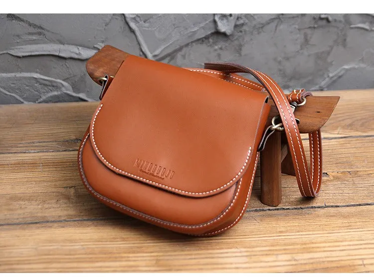 Cute White LEATHER Flip Side Bag Handmade WOMEN Saddle Phone Crossbody BAG Purse FOR WOMEN