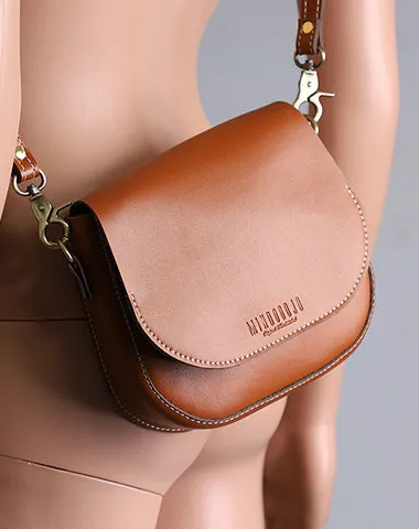 Cute White LEATHER Flip Side Bag Handmade WOMEN Saddle Phone Crossbody BAG Purse FOR WOMEN