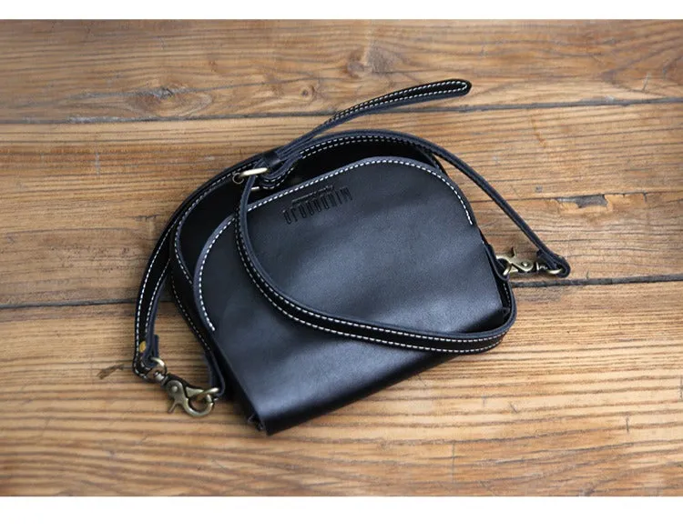 Cute White LEATHER Flip Side Bag Handmade WOMEN Saddle Phone Crossbody BAG Purse FOR WOMEN