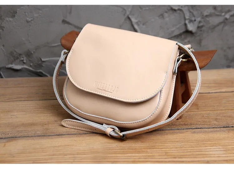 Cute White LEATHER Flip Side Bag Handmade WOMEN Saddle Phone Crossbody BAG Purse FOR WOMEN