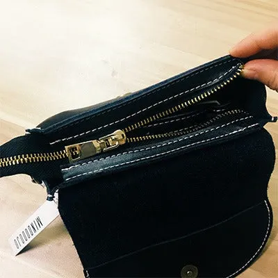 Cute White LEATHER Flip Side Bag Handmade WOMEN Saddle Phone Crossbody BAG Purse FOR WOMEN