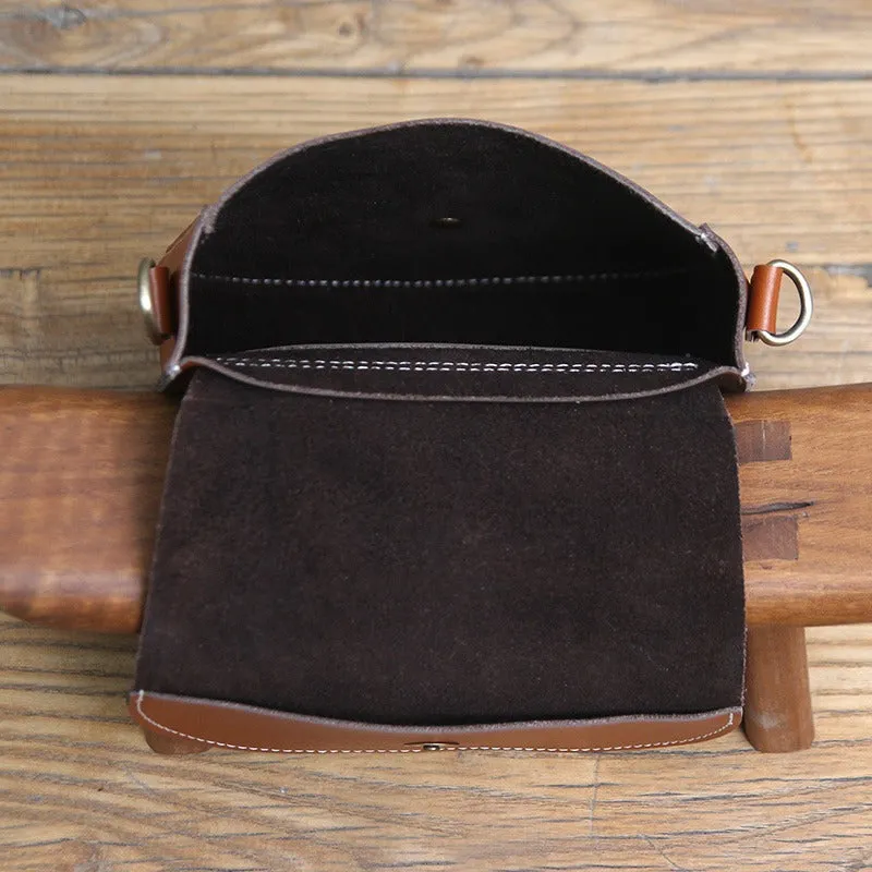 Cute White LEATHER Flip Side Bag Handmade WOMEN Saddle Phone Crossbody BAG Purse FOR WOMEN